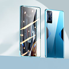 Luxury Aluminum Metal Frame Mirror Cover Case 360 Degrees P01 for Xiaomi Poco F4 GT 5G Blue