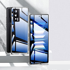 Luxury Aluminum Metal Frame Mirror Cover Case 360 Degrees P01 for Xiaomi Poco F5 Pro 5G Black