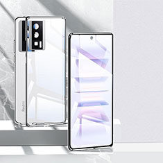 Luxury Aluminum Metal Frame Mirror Cover Case 360 Degrees P01 for Xiaomi Poco F5 Pro 5G Silver