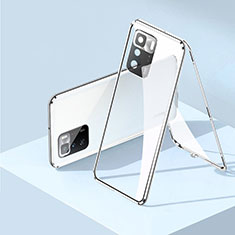 Luxury Aluminum Metal Frame Mirror Cover Case 360 Degrees P01 for Xiaomi Poco X3 GT 5G Silver