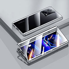 Luxury Aluminum Metal Frame Mirror Cover Case 360 Degrees P01 for Xiaomi Poco X5 5G Black