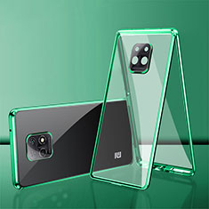 Luxury Aluminum Metal Frame Mirror Cover Case 360 Degrees P01 for Xiaomi Redmi 10X 5G Green