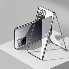 Luxury Aluminum Metal Frame Mirror Cover Case 360 Degrees P01 for Xiaomi Redmi Note 10 Pro 5G Black