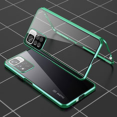 Luxury Aluminum Metal Frame Mirror Cover Case 360 Degrees P01 for Xiaomi Redmi Note 11 Pro+ Plus 5G Green