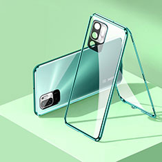 Luxury Aluminum Metal Frame Mirror Cover Case 360 Degrees P01 for Xiaomi Redmi Note 11 SE 5G Green