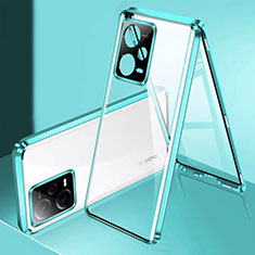 Luxury Aluminum Metal Frame Mirror Cover Case 360 Degrees P01 for Xiaomi Redmi Note 12 Pro 5G Green
