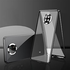 Luxury Aluminum Metal Frame Mirror Cover Case 360 Degrees P01 for Xiaomi Redmi Note 9T 5G Black
