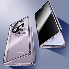 Luxury Aluminum Metal Frame Mirror Cover Case 360 Degrees P02 for Huawei Honor Magic5 Pro 5G Purple