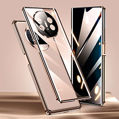 Luxury Aluminum Metal Frame Mirror Cover Case 360 Degrees P02 for Huawei Mate X3 Gold