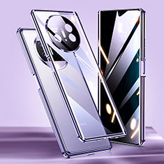 Luxury Aluminum Metal Frame Mirror Cover Case 360 Degrees P02 for Huawei Mate X3 Purple