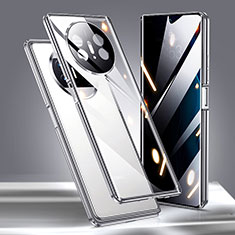 Luxury Aluminum Metal Frame Mirror Cover Case 360 Degrees P02 for Huawei Mate X3 Silver