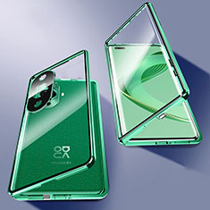 Luxury Aluminum Metal Frame Mirror Cover Case 360 Degrees P02 for Huawei Nova 11 Pro Green