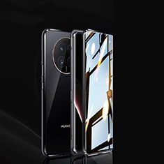 Luxury Aluminum Metal Frame Mirror Cover Case 360 Degrees P02 for Huawei Nova Y91 Black