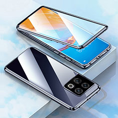 Luxury Aluminum Metal Frame Mirror Cover Case 360 Degrees P02 for OnePlus 10 Pro 5G Black
