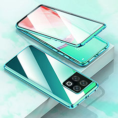 Luxury Aluminum Metal Frame Mirror Cover Case 360 Degrees P02 for OnePlus 10 Pro 5G Green