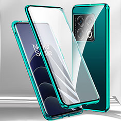 Luxury Aluminum Metal Frame Mirror Cover Case 360 Degrees P02 for OnePlus Ace 2 5G Green