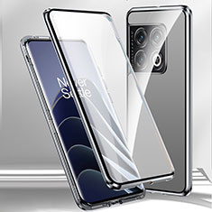 Luxury Aluminum Metal Frame Mirror Cover Case 360 Degrees P02 for OnePlus Ace 2 Pro 5G Silver