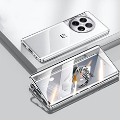 Luxury Aluminum Metal Frame Mirror Cover Case 360 Degrees P02 for OnePlus Ace 3 5G Silver