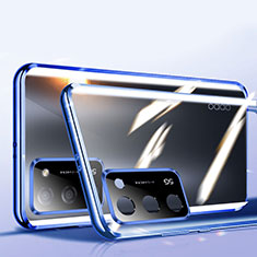 Luxury Aluminum Metal Frame Mirror Cover Case 360 Degrees P02 for Oppo A53s 5G Blue