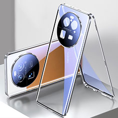 Luxury Aluminum Metal Frame Mirror Cover Case 360 Degrees P02 for Oppo Find X6 5G Silver