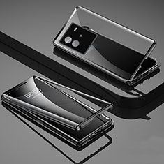 Luxury Aluminum Metal Frame Mirror Cover Case 360 Degrees P02 for Vivo iQOO Neo6 5G Black
