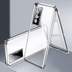 Luxury Aluminum Metal Frame Mirror Cover Case 360 Degrees P02 for Vivo X70 5G Silver