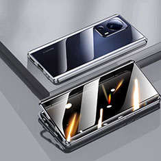 Luxury Aluminum Metal Frame Mirror Cover Case 360 Degrees P02 for Xiaomi Mi 12 Lite NE 5G Black