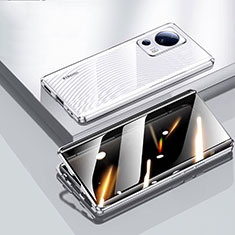 Luxury Aluminum Metal Frame Mirror Cover Case 360 Degrees P02 for Xiaomi Mi 12 Lite NE 5G Silver