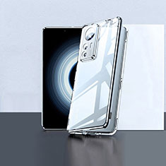 Luxury Aluminum Metal Frame Mirror Cover Case 360 Degrees P02 for Xiaomi Mi 12T Pro 5G Silver