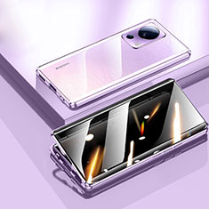 Luxury Aluminum Metal Frame Mirror Cover Case 360 Degrees P02 for Xiaomi Mi 13 Lite 5G Purple