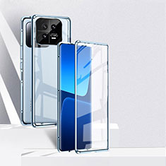 Luxury Aluminum Metal Frame Mirror Cover Case 360 Degrees P02 for Xiaomi Mi 13 Pro 5G Blue