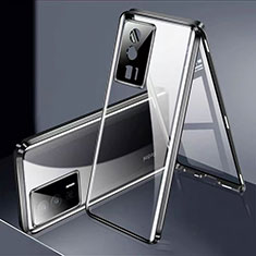 Luxury Aluminum Metal Frame Mirror Cover Case 360 Degrees P02 for Xiaomi Poco F5 Pro 5G Black