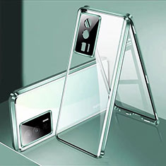 Luxury Aluminum Metal Frame Mirror Cover Case 360 Degrees P02 for Xiaomi Poco F5 Pro 5G Green