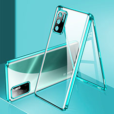 Luxury Aluminum Metal Frame Mirror Cover Case 360 Degrees P02 for Xiaomi Redmi Note 10 5G Green