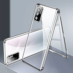Luxury Aluminum Metal Frame Mirror Cover Case 360 Degrees P02 for Xiaomi Redmi Note 11 SE 5G Silver