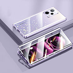 Luxury Aluminum Metal Frame Mirror Cover Case 360 Degrees P02 for Xiaomi Redmi Note 12 Pro 5G Purple