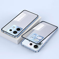 Luxury Aluminum Metal Frame Mirror Cover Case 360 Degrees P02 for Xiaomi Redmi Note 13 Pro 5G Blue