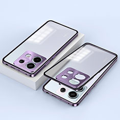 Luxury Aluminum Metal Frame Mirror Cover Case 360 Degrees P02 for Xiaomi Redmi Note 13 Pro 5G Purple