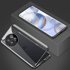 Luxury Aluminum Metal Frame Mirror Cover Case 360 Degrees P03 for OnePlus 11 5G Black