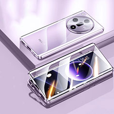 Luxury Aluminum Metal Frame Mirror Cover Case 360 Degrees P03 for Oppo Find X7 Ultra 5G Clove Purple