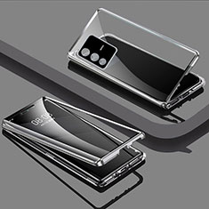 Luxury Aluminum Metal Frame Mirror Cover Case 360 Degrees P03 for Vivo V23 Pro 5G Silver
