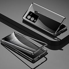 Luxury Aluminum Metal Frame Mirror Cover Case 360 Degrees P03 for Vivo V25 Pro 5G Black