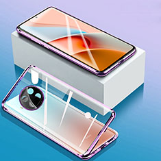 Luxury Aluminum Metal Frame Mirror Cover Case 360 Degrees P03 for Xiaomi Mi 10i 5G Purple