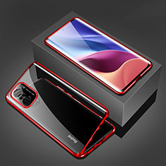 Luxury Aluminum Metal Frame Mirror Cover Case 360 Degrees P03 for Xiaomi Mi 11X Pro 5G Red