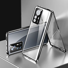 Luxury Aluminum Metal Frame Mirror Cover Case 360 Degrees P03 for Xiaomi Mi 12T Pro 5G Black