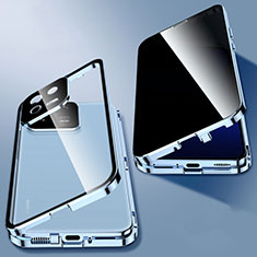 Luxury Aluminum Metal Frame Mirror Cover Case 360 Degrees P03 for Xiaomi Mi 13 5G Blue