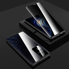 Luxury Aluminum Metal Frame Mirror Cover Case 360 Degrees P03 for Xiaomi Poco F4 5G Black