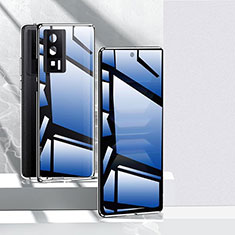 Luxury Aluminum Metal Frame Mirror Cover Case 360 Degrees P03 for Xiaomi Poco F5 Pro 5G Black