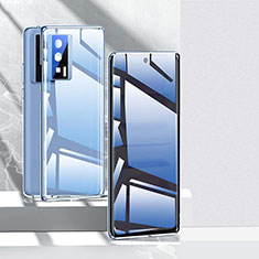 Luxury Aluminum Metal Frame Mirror Cover Case 360 Degrees P03 for Xiaomi Poco F5 Pro 5G Blue
