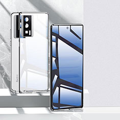Luxury Aluminum Metal Frame Mirror Cover Case 360 Degrees P03 for Xiaomi Poco F5 Pro 5G Silver